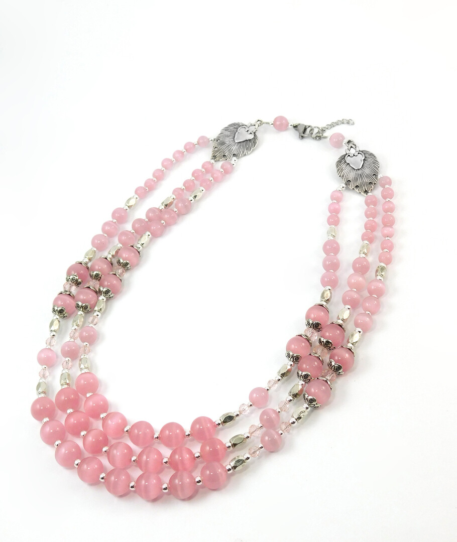 Necklace "Pink grace" Cat's eye, Czech glass