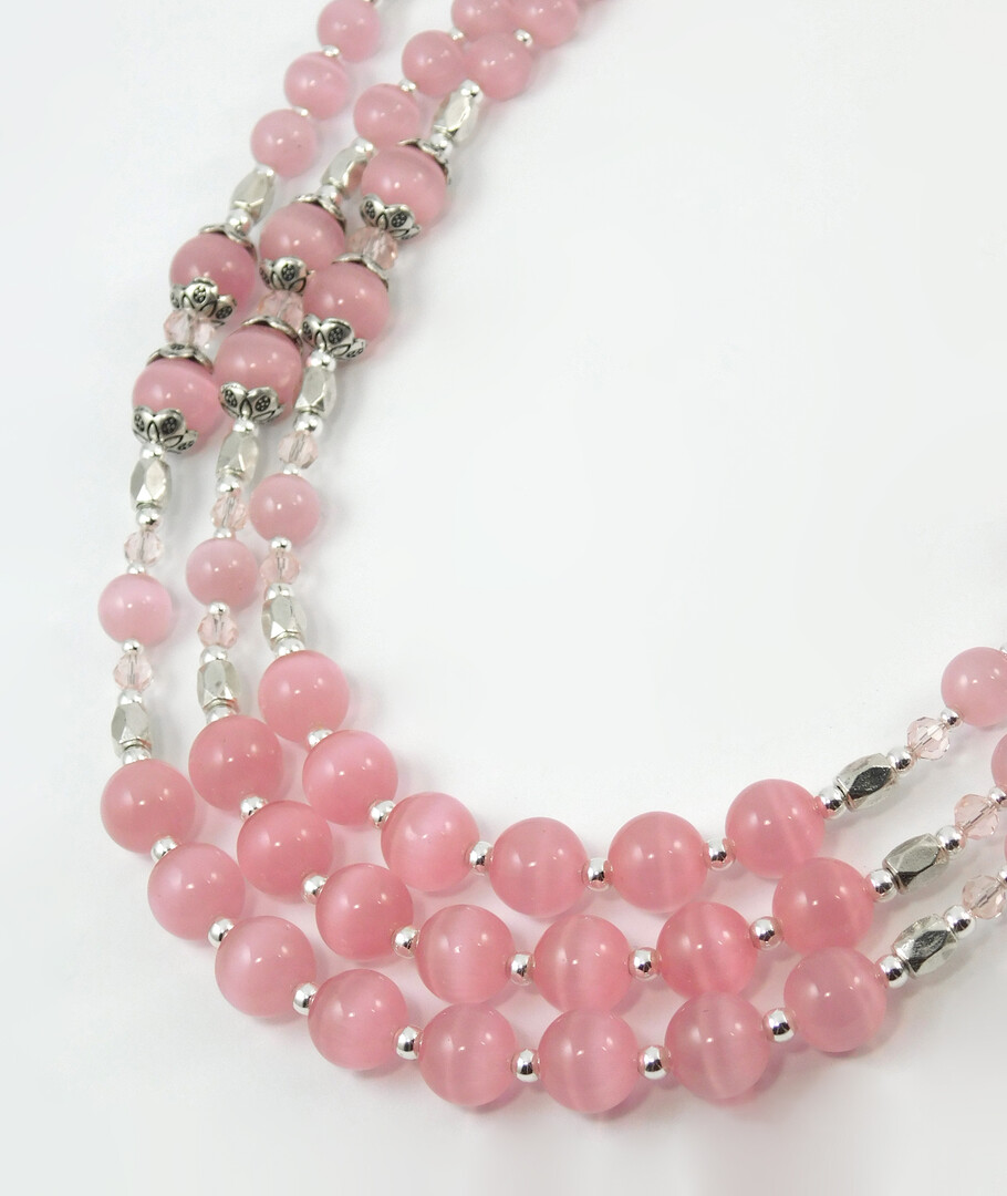 Necklace "Pink grace" Cat's eye, Czech glass