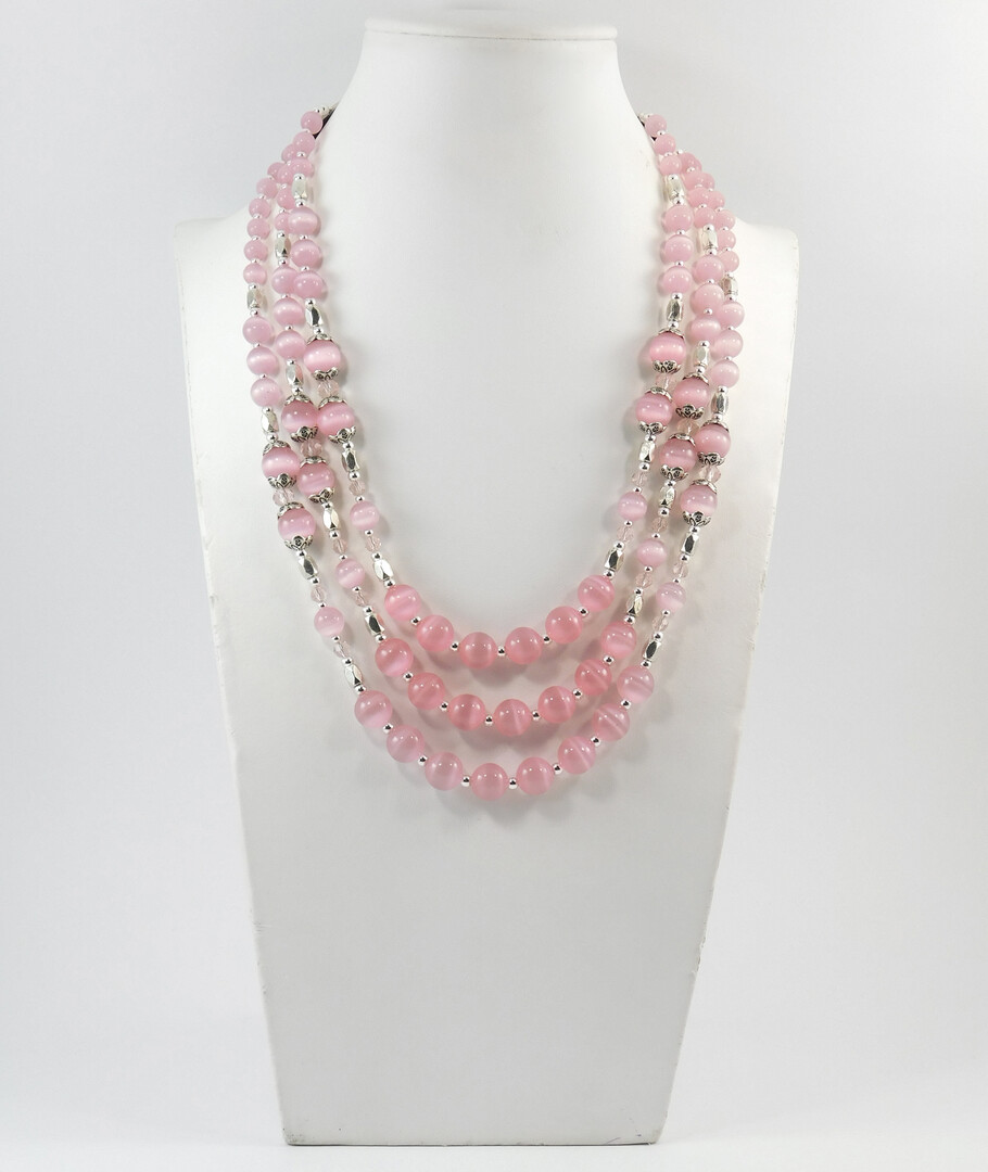 Necklace "Pink grace" Cat's eye, Czech glass