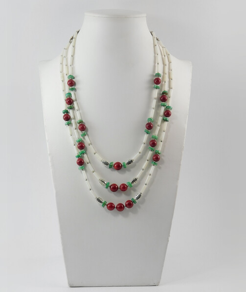 Necklace "Cherry" Coral, Skafarka shells