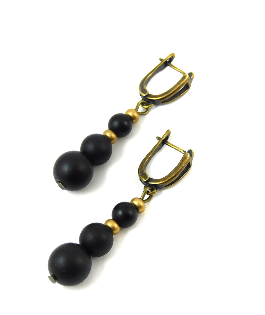 Earrings "Gold of the Carpathians" Shungite press