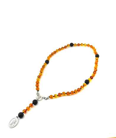 Rosary for prayer, Amber, Lava