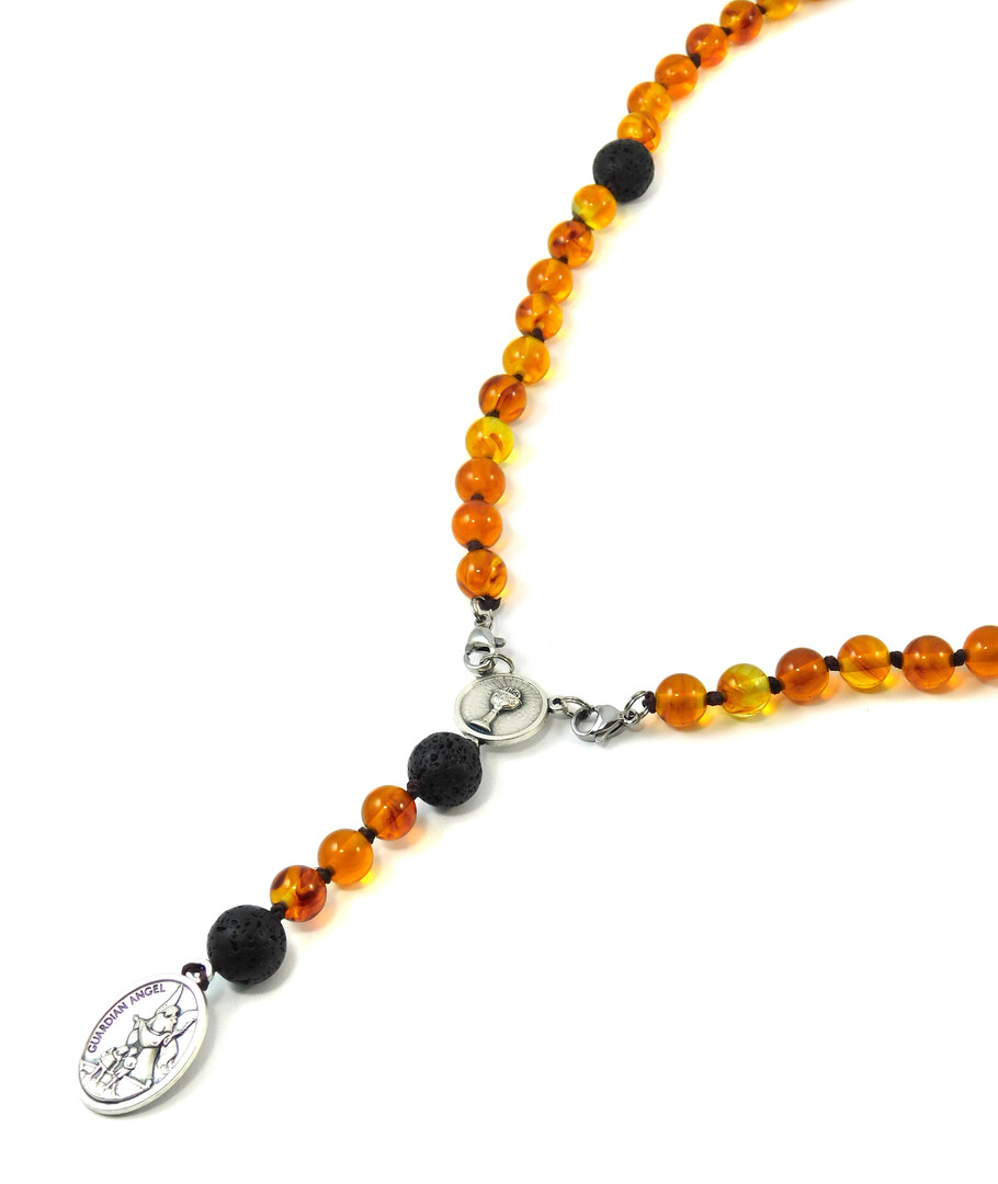 Rosary for prayer, Amber, Lava