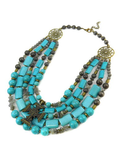 Necklace "Turquoise chic" Turquoise, Cat's eye, Labrador