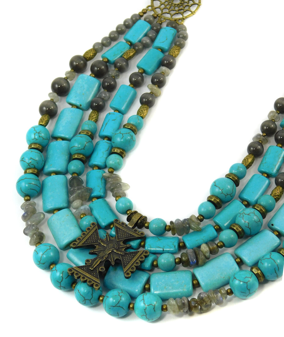 Necklace "Turquoise chic" Turquoise, Cat's eye, Labrador