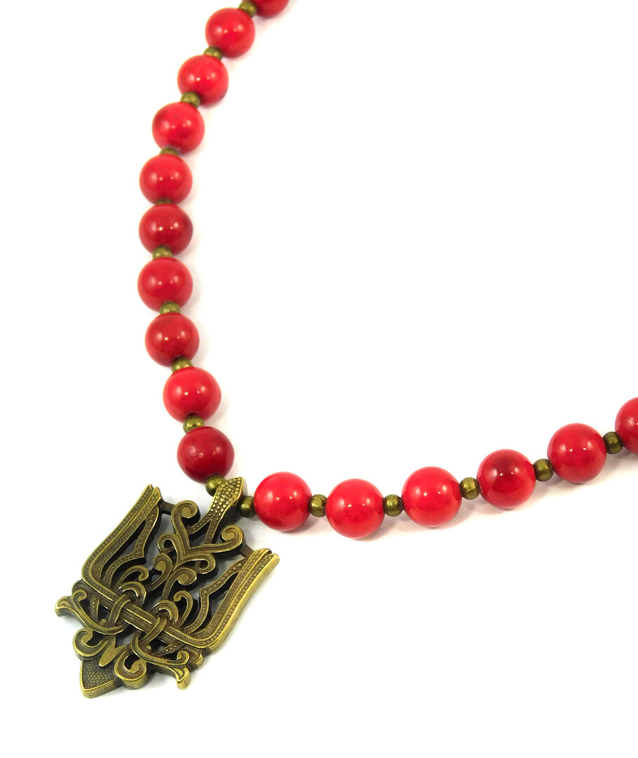 Necklace "Nation" Coral press, Lava