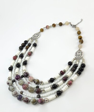 Necklace "Rainbow" Tourmaline, Skafarka shells