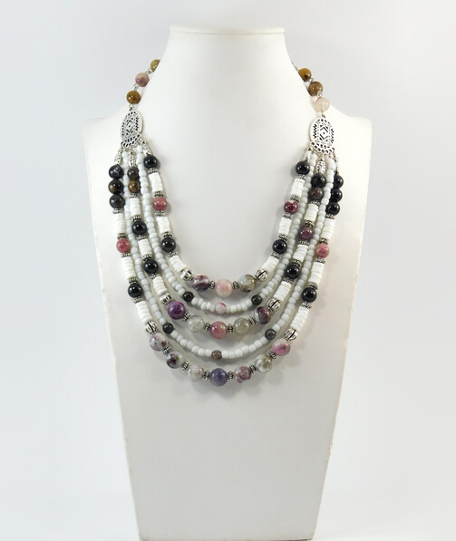 Necklace "Rainbow" Tourmaline, Skafarka shells