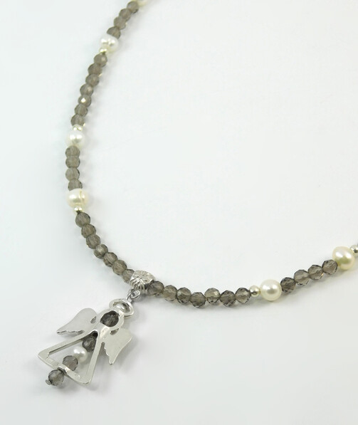 Necklace "Tonality" Topaz, pearls, silver