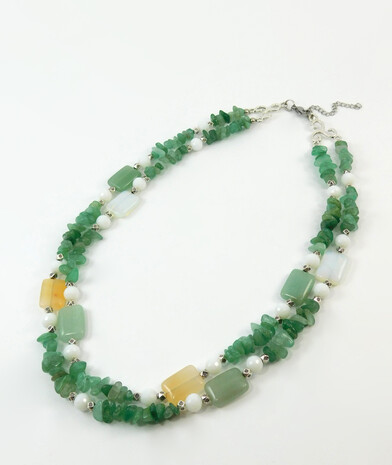 Necklace "May" Agate, Jade