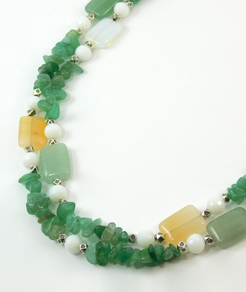 Necklace "May" Agate, Jade