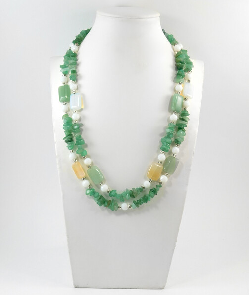 Necklace "May" Agate, Jade