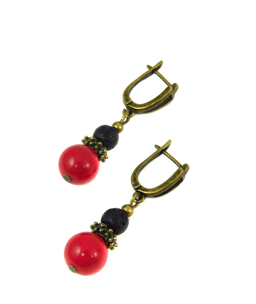 Earrings "Nation" Coral press, Lava