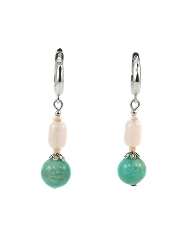 Earrings "Shade of nature" Amazonite, Rose quartz