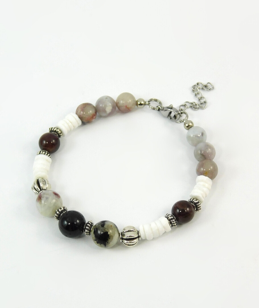 "Rainbow" Tourmaline bracelet, Skafarka shells