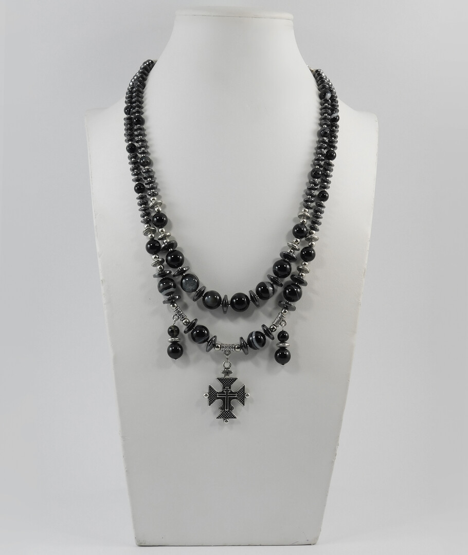 Necklace "Daniel" Agate, Hematite