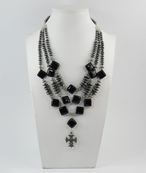 Necklace "Kristen" Agate, Hematite