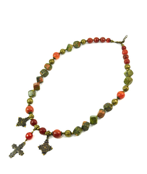 Necklace "Madagascar" Jasper, Carnelian