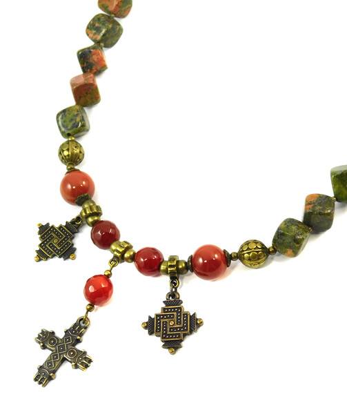 Necklace "Madagascar" Jasper, Carnelian