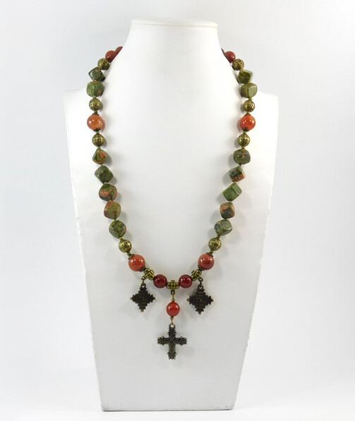 Necklace "Madagascar" Jasper, Carnelian