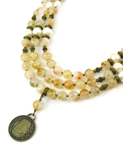 Necklace "Lemon" Citrine, Pearls