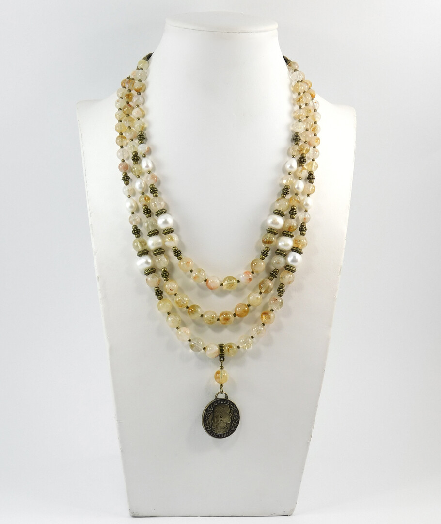 Necklace "Lemon" Citrine, Pearls