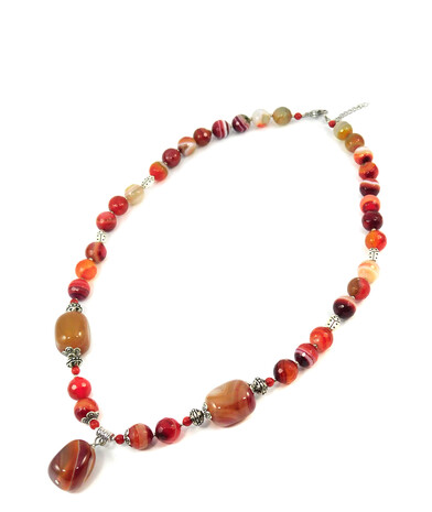 Necklace "Gertrude" Agate, Coral