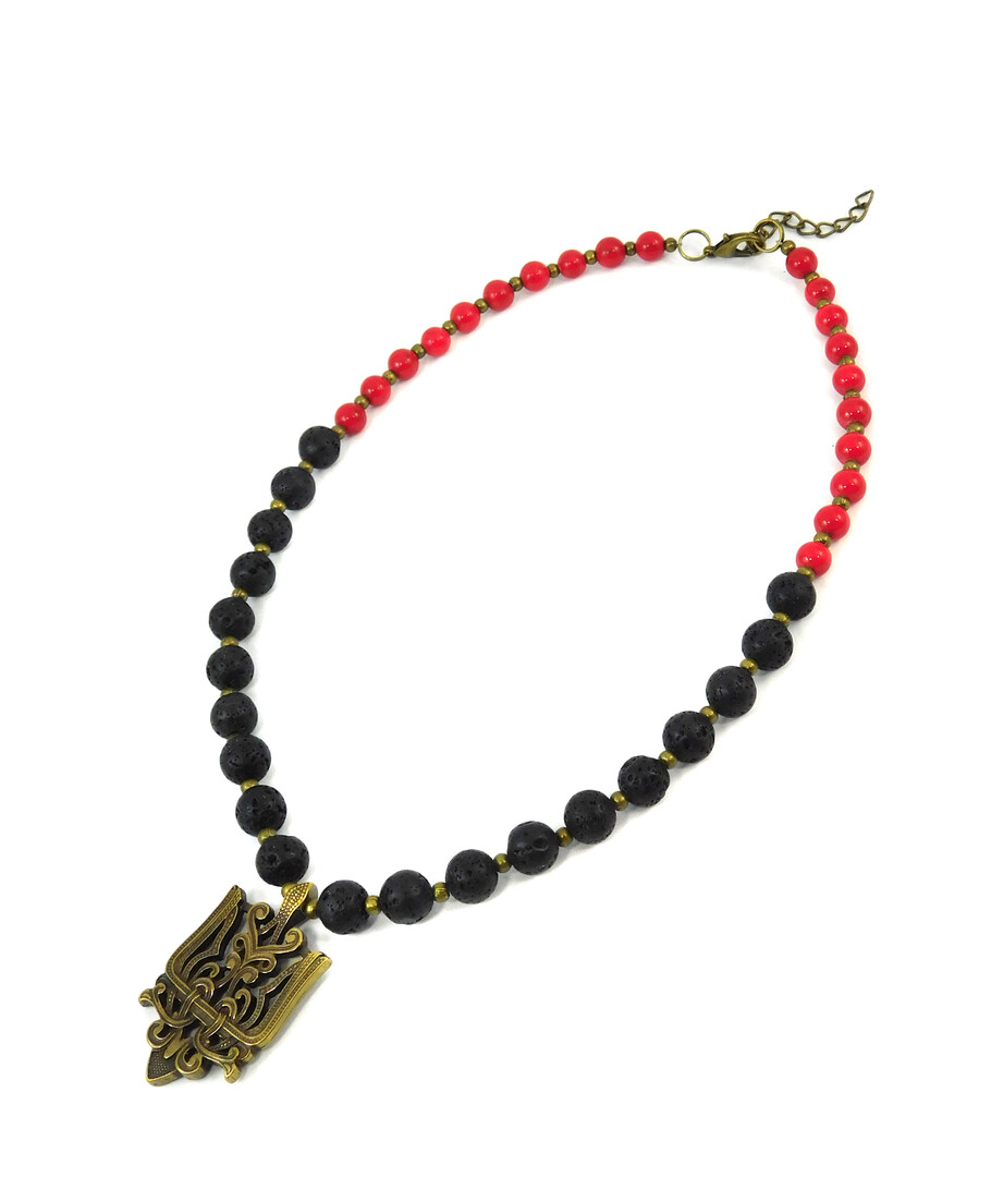 Necklace "Nation 2" Lava, Coral press