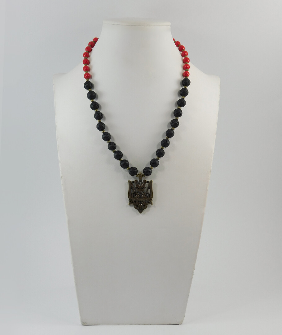 Necklace "Nation 2" Lava, Coral press