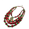 Necklace &quot;Poppy Fields&quot; Coral, Chrysoprase