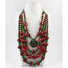 Necklace &quot;Poppy Fields&quot; Coral, Chrysoprase