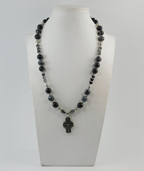 Necklace "Markian" Agate, Hematite, Obsidian