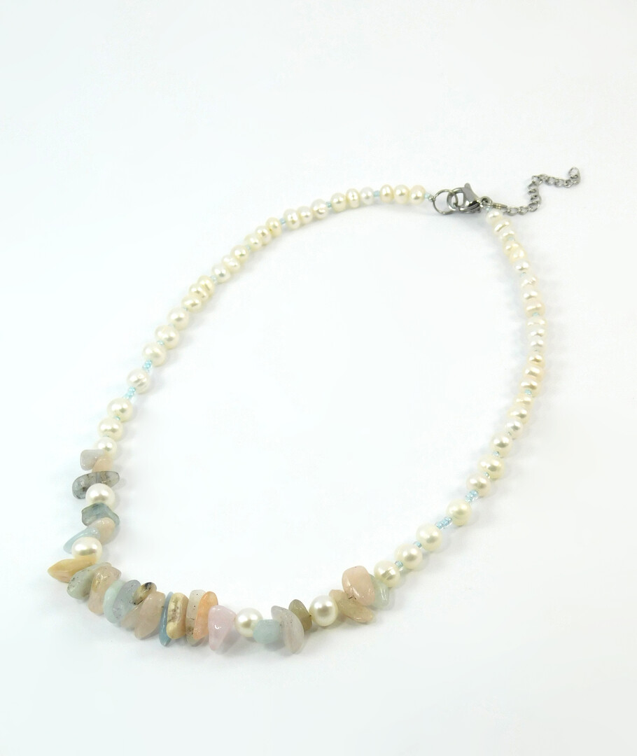 Necklace "Men's" Pearls, Morganite