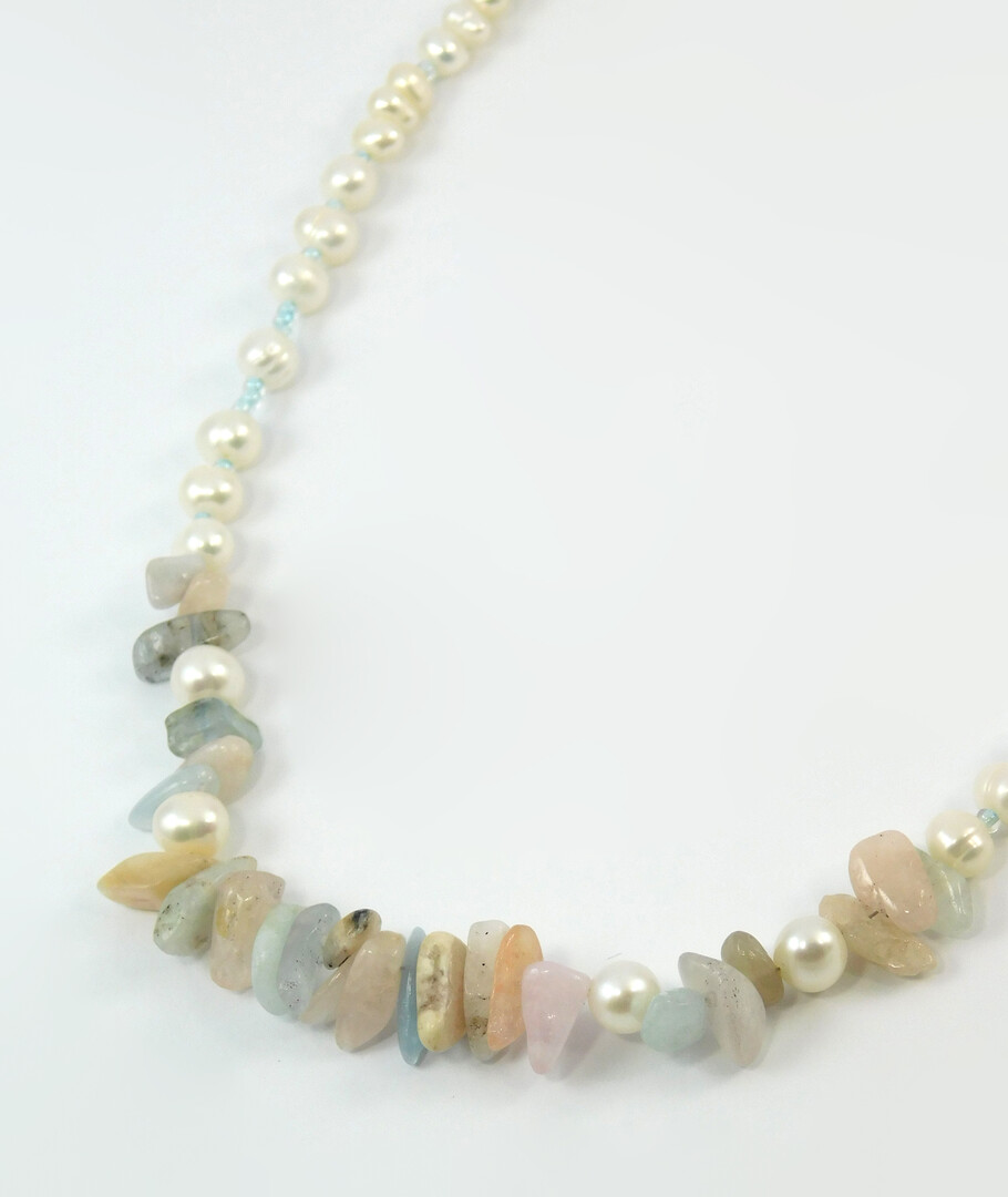 Necklace "Men's" Pearls, Morganite