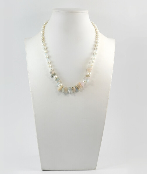 Necklace "Men's" Pearls, Morganite