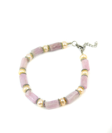 Bracelet "Spring Waltz" Pearls, Kunzite