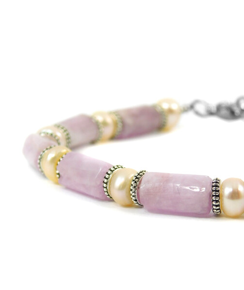 Bracelet "Spring Waltz" Pearls, Kunzite