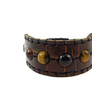 Shambhala bracelet &quot;Reptile&quot; Bull&#039;s eye, Hawk&#039;s eye, leather