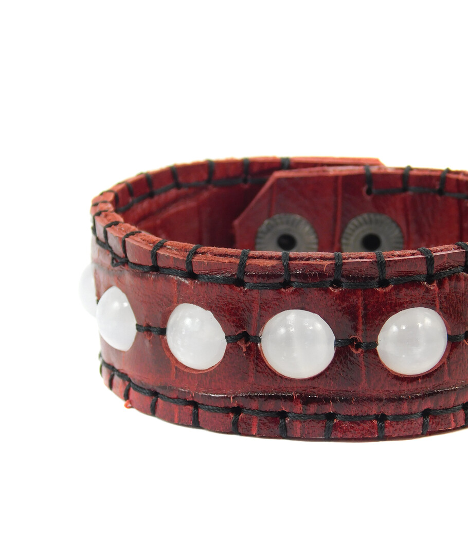 Bracelet "Reptile" Selenite, leather