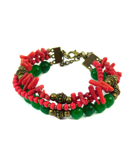 Bracelet "Spruce" Coral, Chrysoprase