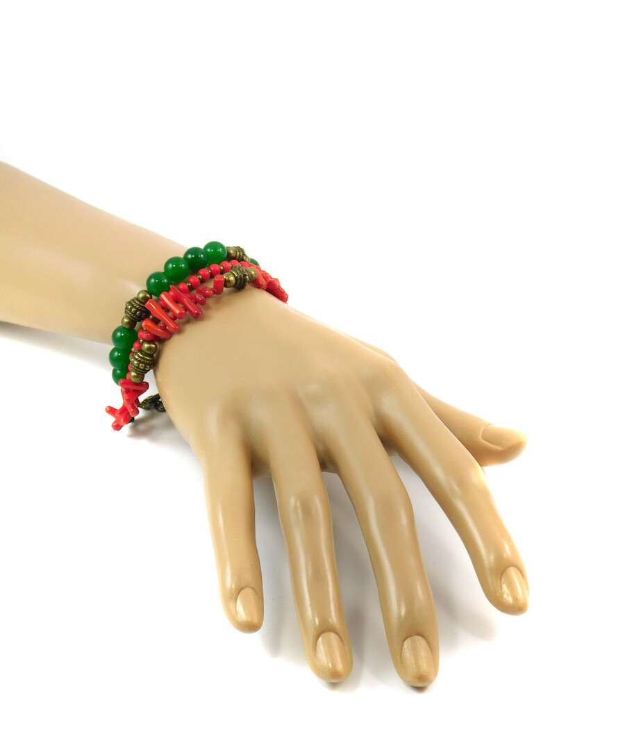 Bracelet "Spruce" Coral, Chrysoprase