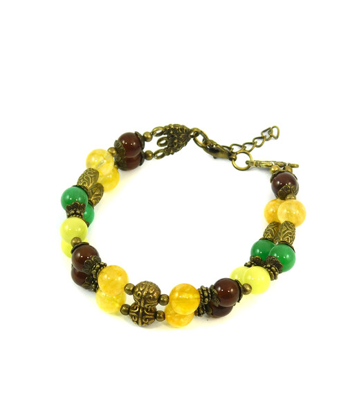 Bracelet "Hutsul motifs" Cat's eye, citrine