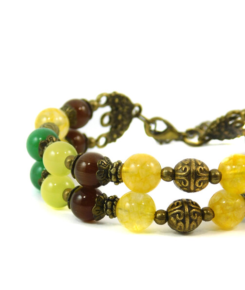 Bracelet "Hutsul motifs" Cat's eye, citrine