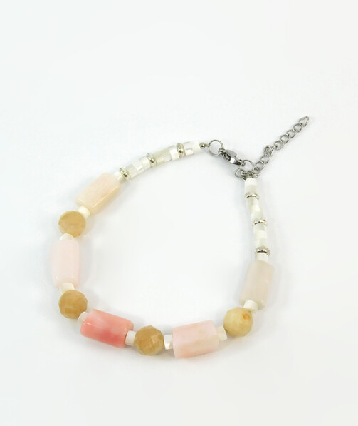 Bracelet "Spring Waltz" Opal, Sunstone, Mother of pearl