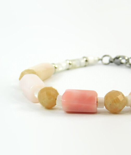 Bracelet "Spring Waltz" Opal, Sunstone, Mother of pearl