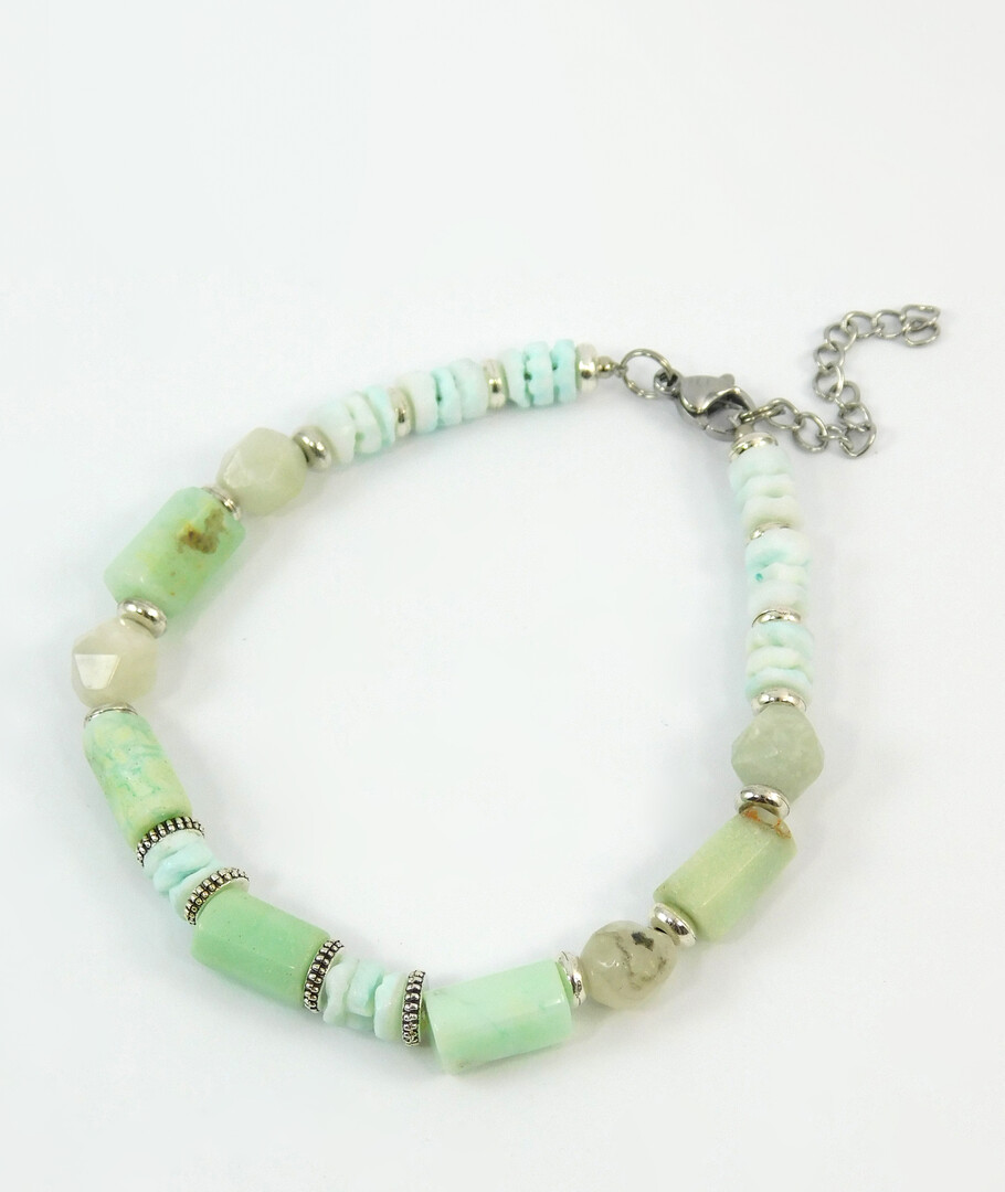 Bracelet "Spring Waltz" Amazonite, mother of pearl