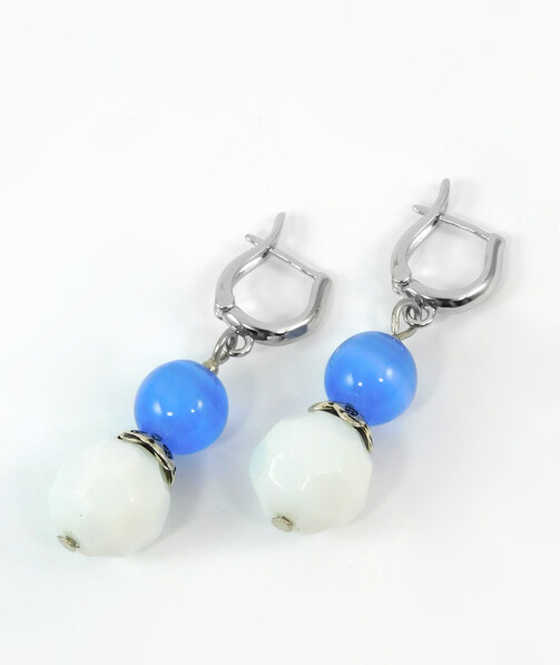 Earrings "Sea dew" Cat's eye, Agate