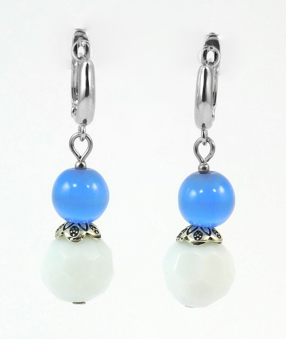 Earrings "Sea dew" Cat's eye, Agate