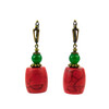 Earrings &quot;Smereka&quot; Coral press, Chrysoprase