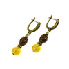 Earrings &quot;Hutsul motifs&quot; Cat&#039;s eye, Citrine